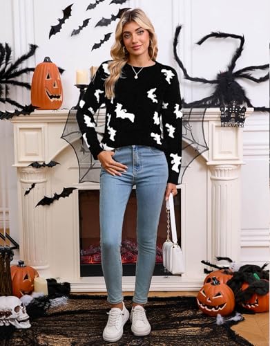 Image of Womens Cute Heart Sweater Crew Neck Long Sleeve Pullover Valentines Sweater