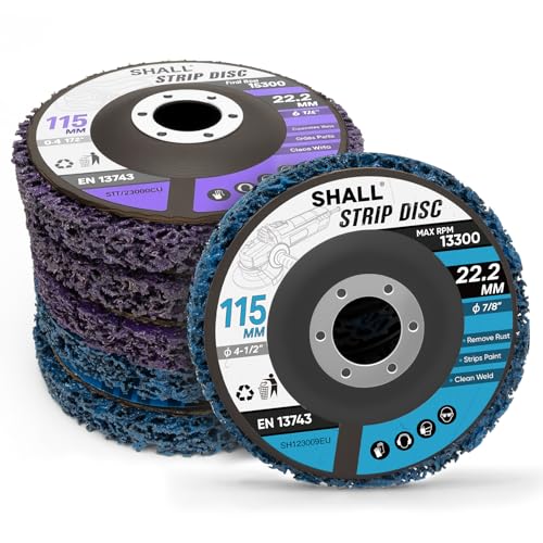 SHALL 6 Piezas Discos de desbaste, 115 mm Discos de Limpieza para, Adecuado para amoladoras angulares con un diámetro interior de 22,2 mm (7/8 pulgadas), utilizado para eliminar óxido.