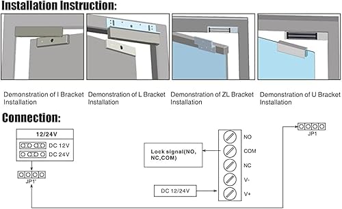 Hongjin EL-60 Electric Magnetic Door Lock 500Kg / 1200Lbs Holding Force 12V Nc Mode Single Door Electric Magnetic Access Control Lock thumb #4