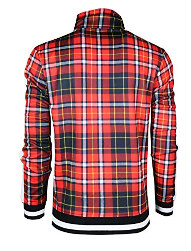 SCREENSHOT-F41902 Mens Urban Hip Hop Premium Track Jacket - Slim Fit Side Taping Urbanwear Fashion Top-Red-2XLarge
