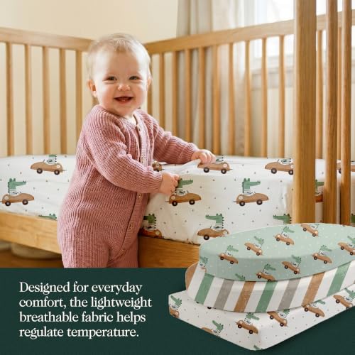Image of 100% Organic Cotton Bassinet Sheets 3 Pack - (33 x 17 Inches) Angel Bliss - GOTS Certified, Soft Breathable Percale Weave, Universal Fits Standard Oval & Rectangular Mattress - for Boys & Girls