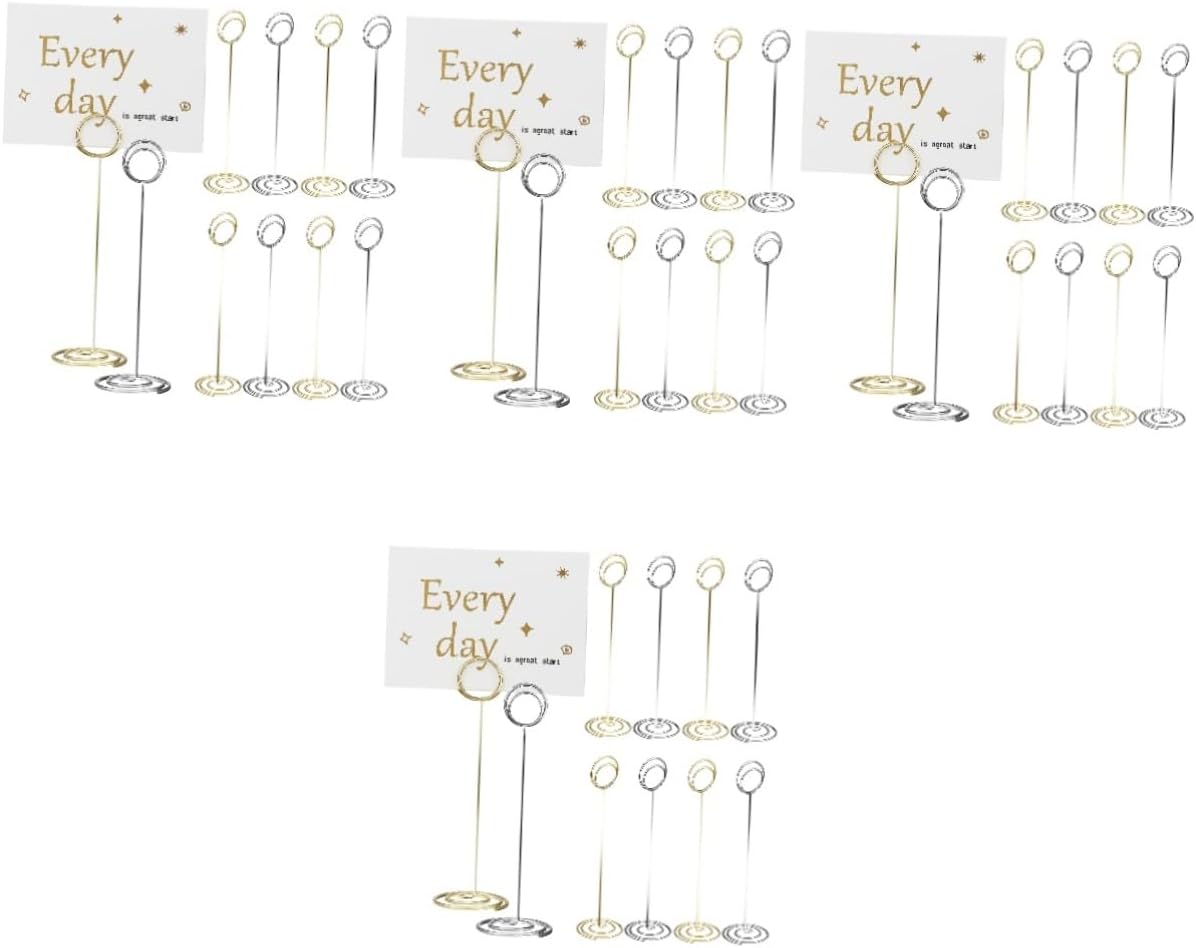 Cabilock 40pcs Table Card Holders Wire Menu Holders Stable Base Multi-Functional Display Stands for Weddings Birthdays and Banquets