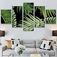 SIGNWIN 5 Panel Canvas Wall Art Modern Art Decorative Elements Fun Illustrations Leaves Multicolor Patterns for Home Decorations Ready to Hang - 60
