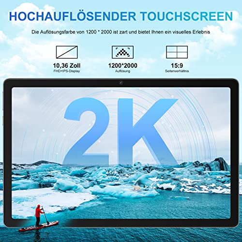 Blackview Tablet 10.36 Zoll Android 12 Tab 11 SE, Octa-core,14GB RAM+256GB ROM (1TB Erweiterung), 2K, 1200 * 2000 FHD+IPS,7680mAh, 8MP+13MP, Dual 4G/5G WLAN,Typ-C/Face ID/GPS/BT5.0, Grey – Bild 4