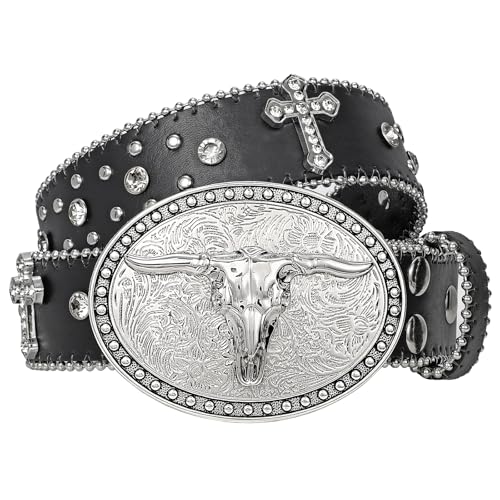Cowboy Cowgirl Belts for Women Men Western Belts Punk Goth Belt PU Leather Belt With Western Buckle