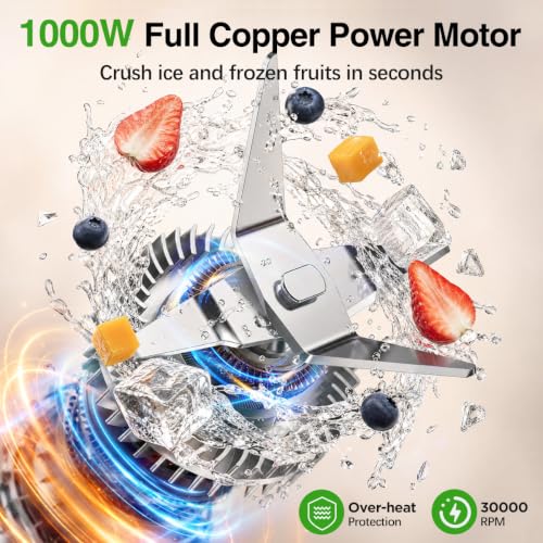 Image of KOIOS Smoothie Blender, 1000W, Blenders Smoothies and Shakes, Frozen Drinks