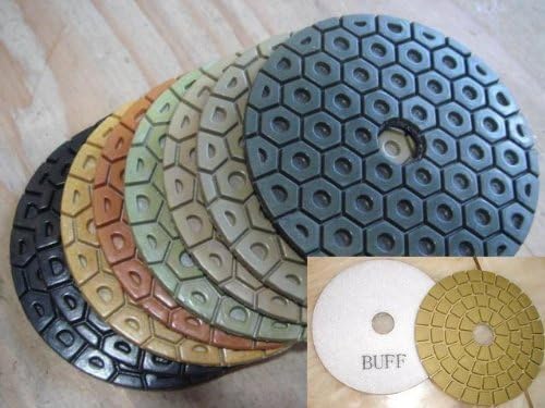 4 Inch 100mm Diamond Granite Polishing Pads 18 Pieces PLUS Professional Glaze Buffing Pad (brings mirror like polished effect) = 19 Pieces Best Quality Best Value Concrete Marble toolsmart