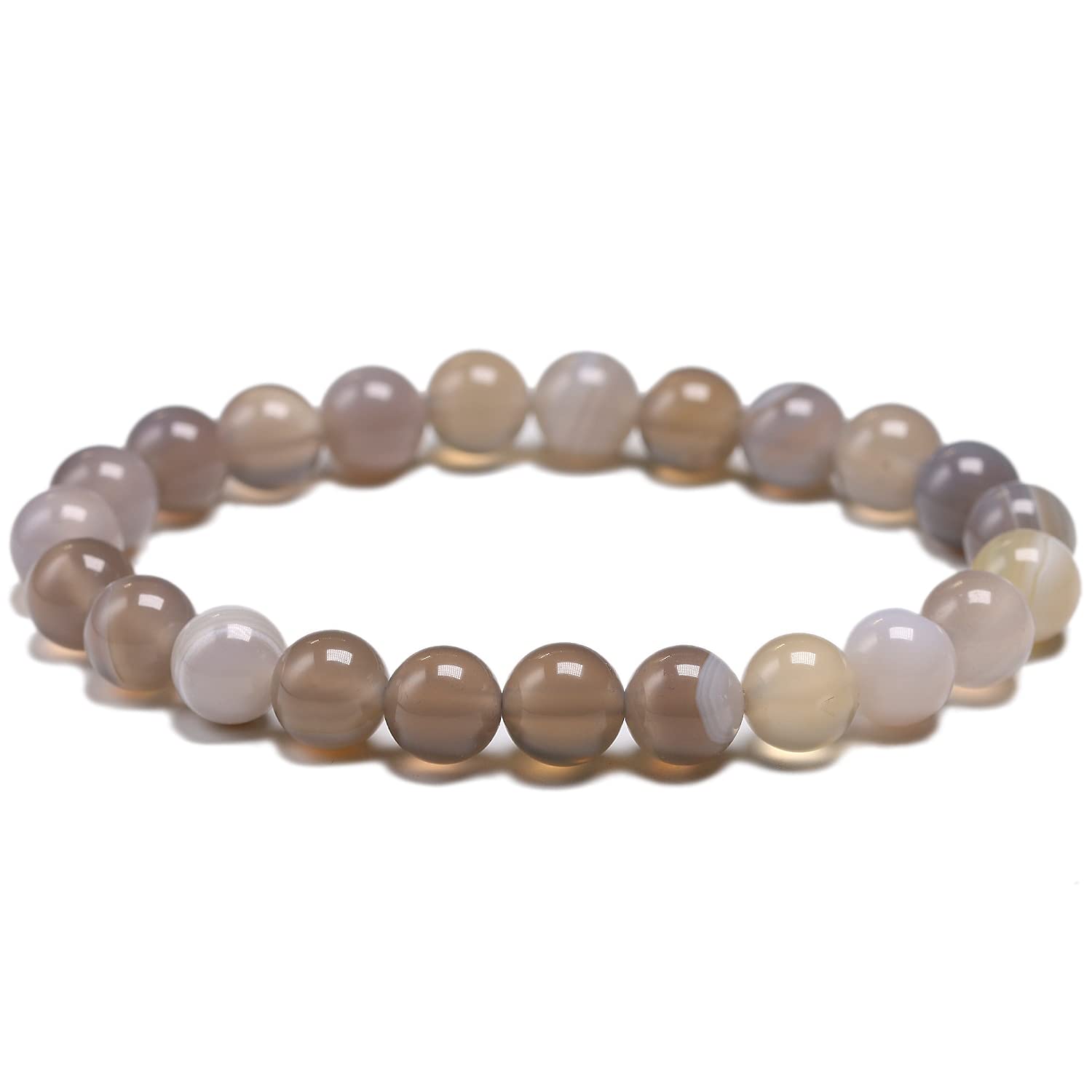 Pulsera de ágatas minerales para hombre accesorio unisex con cuentas grises de 22cm