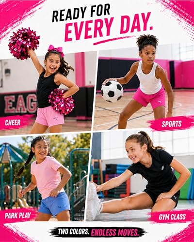 PUMA Girls 2 Pack Mesh Dolphin Gym Shorts Active Performance Shorts - image 3