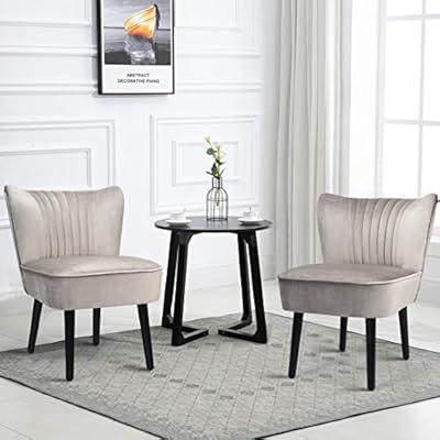 Giantex Set of 2 Velvet Accent Chair, Upholstered Modern Leisure Club Chairs w/Wood Legs, Thick Sponge Seat, Adjustable… 514LvXeOefL. SS400