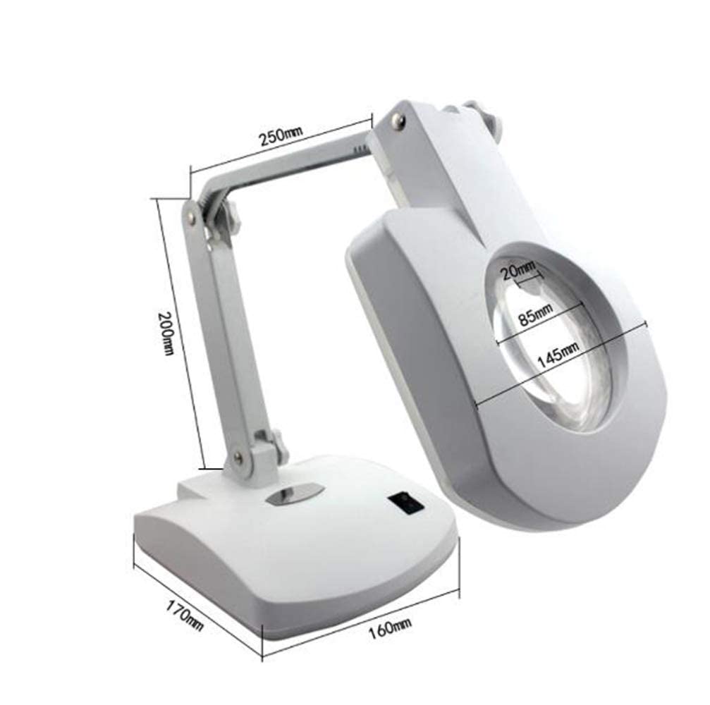 Vergrößerungsglaslampe mit 56 LEDs, 3-facher und 8-facher Vergrößerung – 85 mm Vergrößerungsglas, Verstellbarer Schwenkarm, höhenverstellbar für Schreibtisch, Tisch, Arbeitsflä,