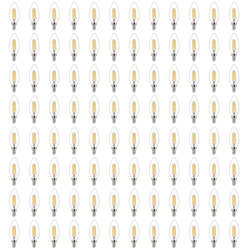 Image of FLSNT 60W Equivalent LED Chandelier Light Bulbs, Dimmable LED B11 E12 Candelabra Base Bulbs, 3500K Natural White, 550LM, 96 Pack UL,CA65 Listed.