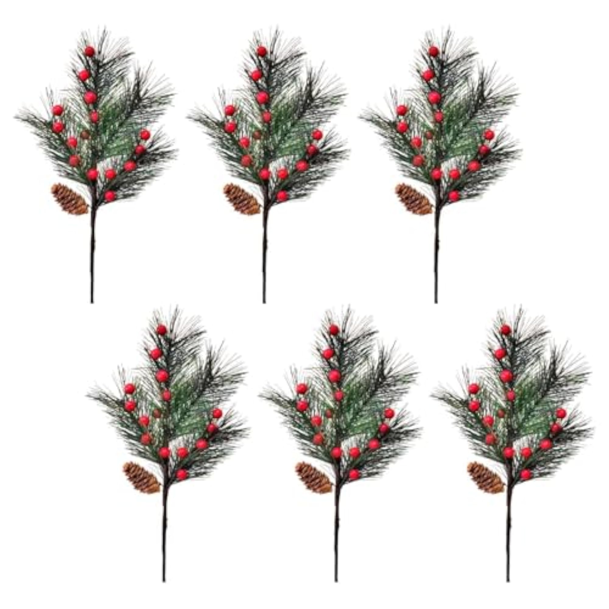 6Pcs Artificial Red Berry Branches Decoration Picks