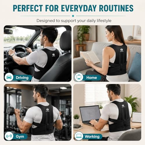 Image of Posture Corrector Belt For Men And Women Breathable Neoprene Back Support Belt Adjustable Back Straight Belt Shoulder And Clavicle Support For Daily Posture Correction