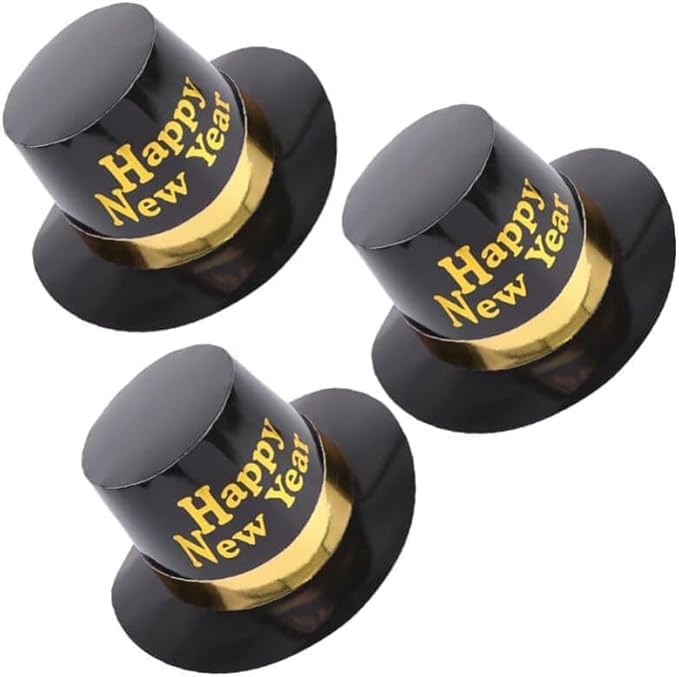 Happy New Years Hats 2024 Pack of 3, Golden & Black| New Years Eve Party Hats, Happy New Year Decorations 2024 New Year Eve Party 2 person for Adult & children