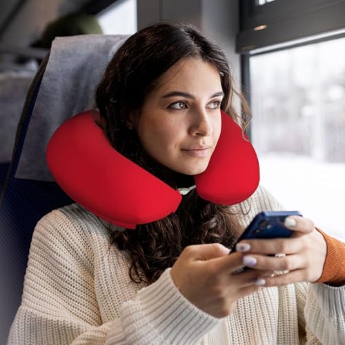 Almohada de viaje con espuma y funda negra miniatura 6