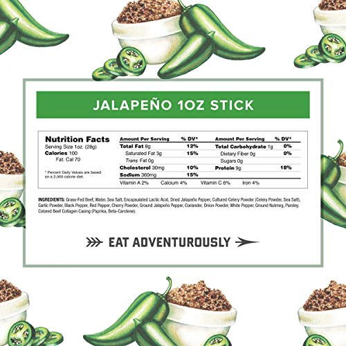 Jalapeno Beef Sticks By Country Archer, 100% Grass-Fed, Certified Keto, Paleo, Gluten Free, 1 Ounce (Pack Of 24) #TOP3