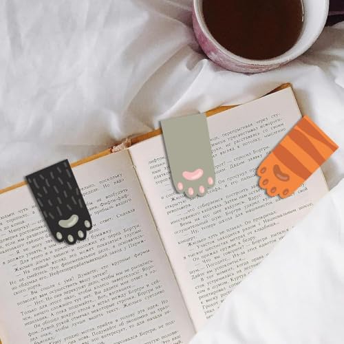 Image of Zesta Cute Magnetic Bookmarks Gifts for Booklovers | Book Marks for Book Lovers | Bookmarks Aesthetic for Books | Cartoon Magnetic Bookmarks (15X4 Cms) (Animal Paws)