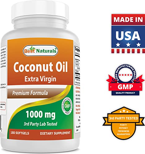 Best Naturals Extra Virgin Coconut Oil 1000 Mg Softgel, 180 Count #TOP6