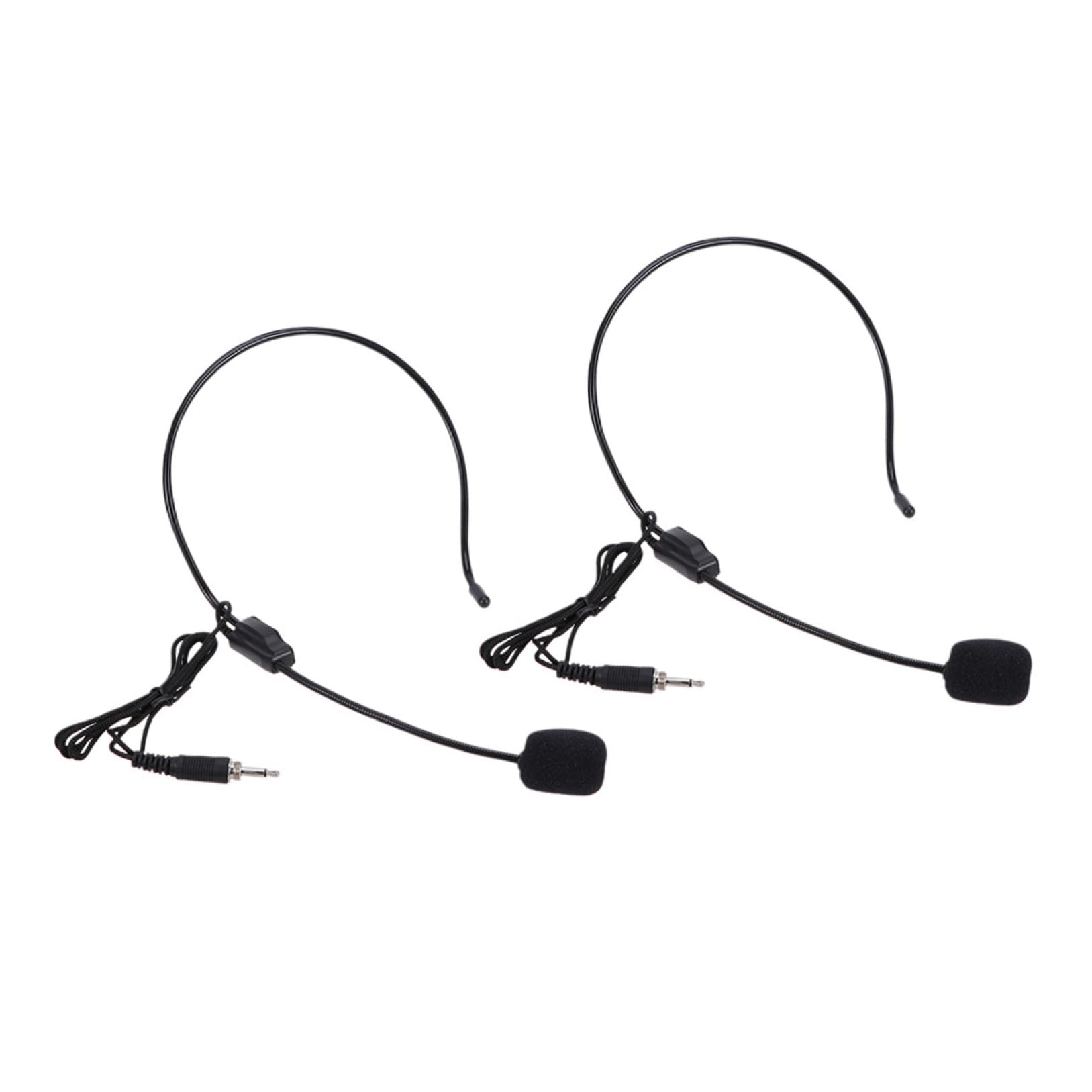 FRCOLOR 2 Pcs Head-Mounted Wired Condenser Microphone Headset with Threaded Connector for Voice Amplifier, Earhook Mic Suitable for Speakers, Teachers, and Presentations