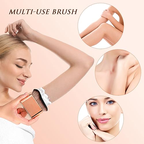 Bräunungspinsel, 6,8 x 6,8 cm Flacher Bräunungspinsel Großer Körper-Make-up-Pinsel Selbstbräunungspinsel Multifunktionaler Körperpinsel Puderpinsel Rougepinsel mit Weichen Borsten (Roségold) – Bild 5