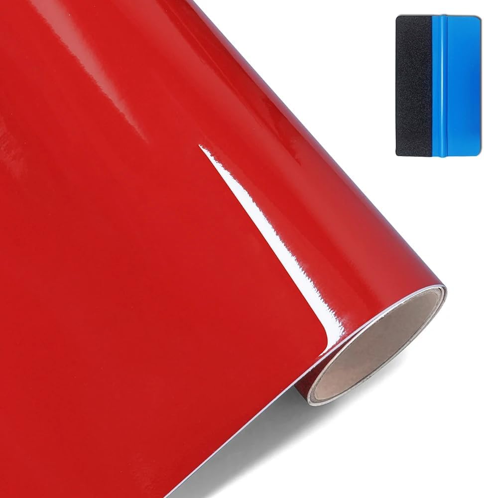 NewL High Gloss Red Vinyl Wrap Self Adhesive Air Release Bubble Outdoor Rated for Automotive Use (30cm x 150cm) — view 26
