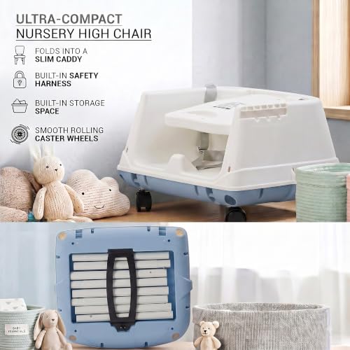 Image of Baybee 4 in 1 Convertible High Chair for Kids | Foldable Baby Feeding Chair with Safety Harness, Adjustable Tray, Booster Seat | Easy to Clean, Portable Dining Chair (Lite Blue)