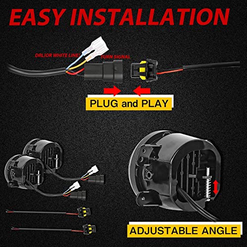 AutoBizarre 4 inch White Amber Ring DRL Fog Light Round White Light LED Fog Light Assembly Fog Lamp Compatible with All Cars