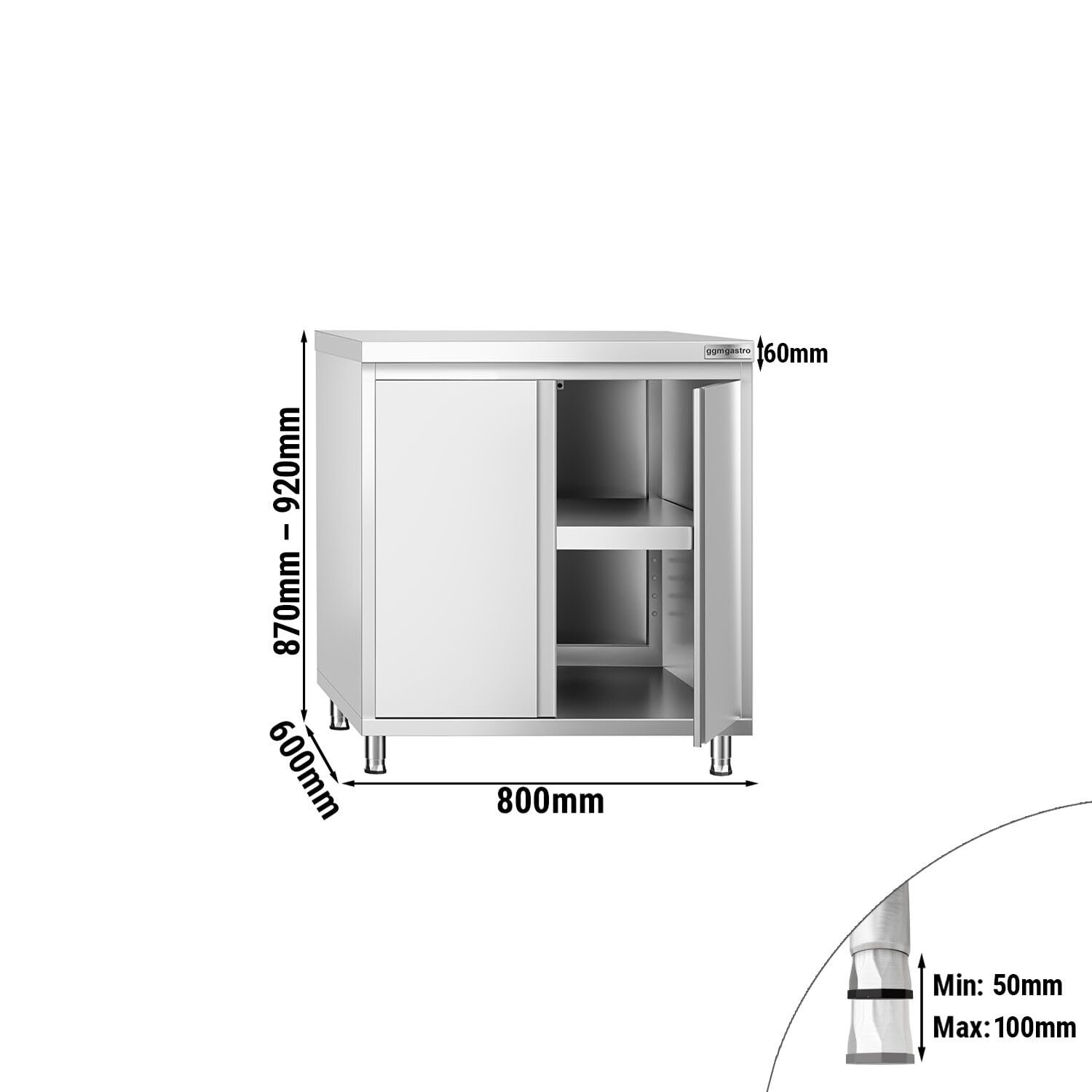 GGM Gastro Arbeitsschrank Premium 800x600 mm mit Flügeltür