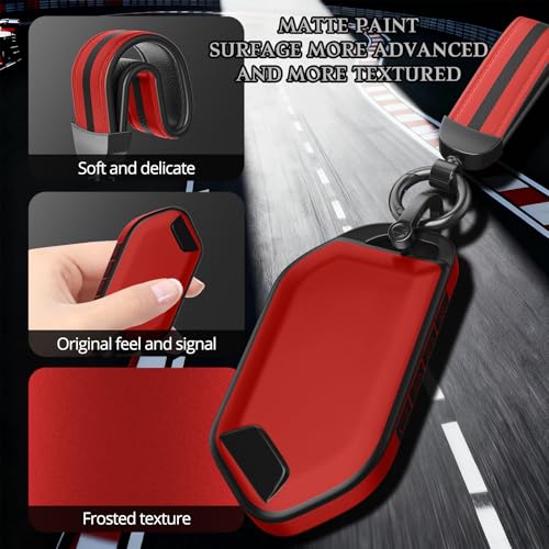 Image of for Kia Key Fob Cover Accessories,Matte TPU Material, with a Cute Leather Keychain,for Telluride,Carnival,K5 gt line,K5,Forte,K4,Sorento, Sportage and Other Models. (Matte Red, Model-1)