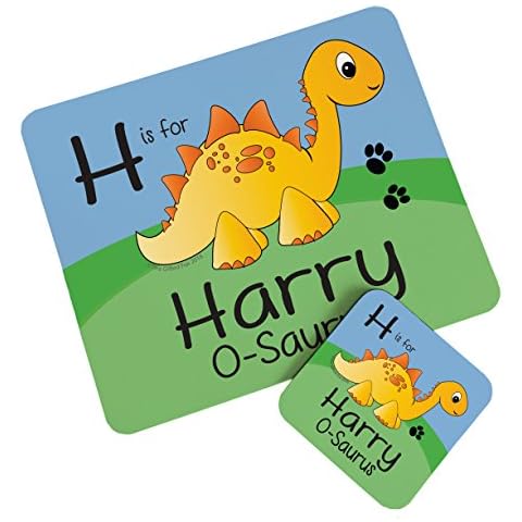 Personalised Wooden Stegosaurus Placemat and Coaster Cover