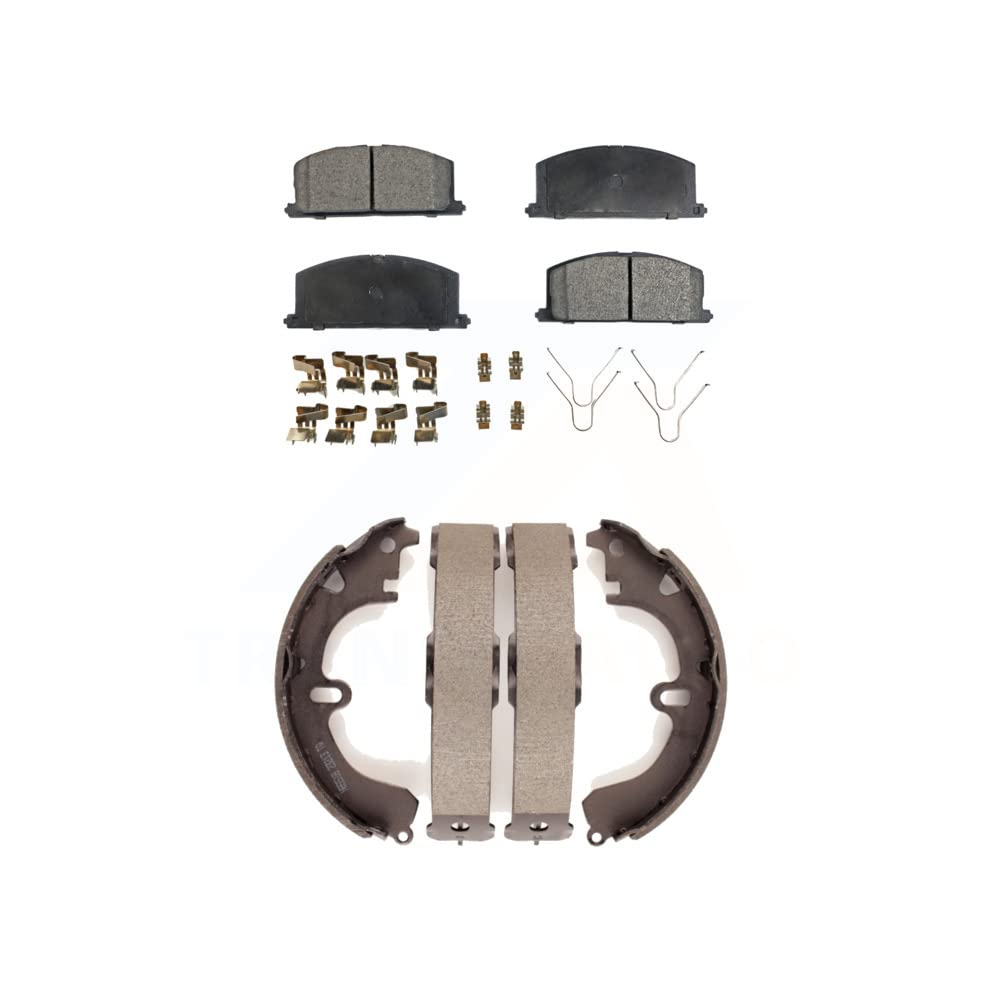 Front Rear Semi-Metallic Brake Pads And Drum Shoes Kit For Toyota Corolla Celica Camry Tercel