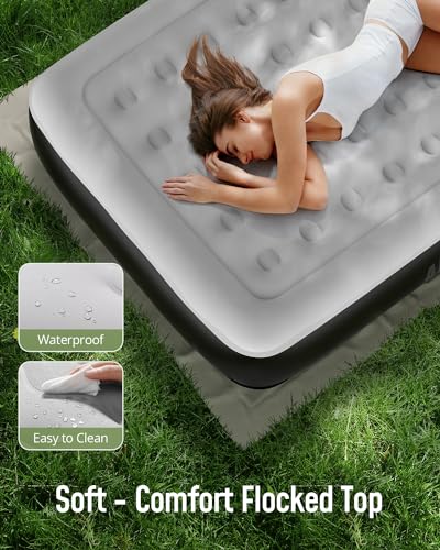 Airefina King Inflatable Mattress, Air Bed with Built-in Electric Pump, Blow Up Mattress in 3 Mins Self-Inflation/Deflation, Portable Airbed Carry Bag for Camping, Travel & Guests, Home -203x152x33cm - Image 5