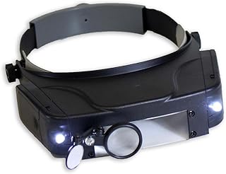HAWK OPTICALS LED Illuminated Head Magnifier with 4 Lenses, and an Extra Swivel Down Lens - MG9005