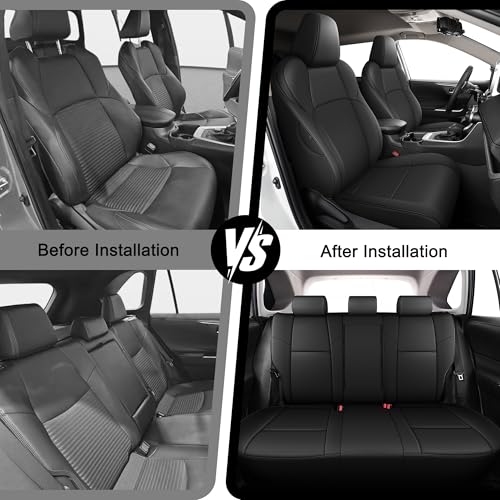 Image of AOMSAZTO Custom Fit Seat Covers for Toyota bZ4X XLE,Limited 2023 2024 2025 2026 Full Set Waterproof Faux Leather Cover Seat Set Interior Accessories Cushion Protector Breathable Seat Cover Sets Black