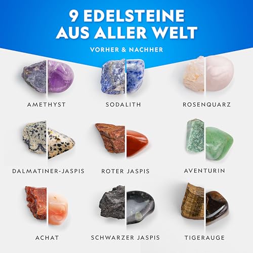 NATIONAL GEOGRAPHIC Steintrommel Hobby-Set – Vollständiges Set zum Steine Trommeln mit Hochwertiger Trommel Edelsteinen und Patentierter GemFoam-Schaumpolitur – Pädagogisches Mint-Wissenschafts-Set
