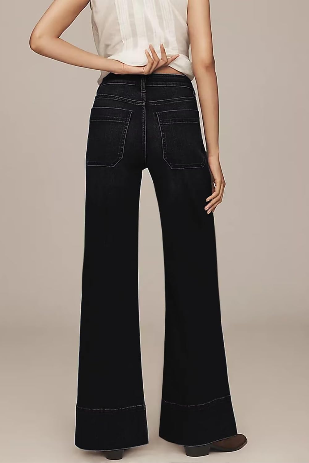 Allimy Women's High Waisted Wide Leg Baggy Front Pockets Jeans – Trendy 2026 Collection - Image 3