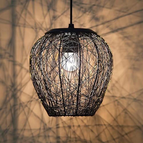 Image of Lexton Wire Mesh Hanging Ceiling Pendant Lamp Light Fixture | Bedroom, Restaurant, Indoor Or Home Decoration (Corded Electric, Black, Pack of 1, Bulb Not Included)