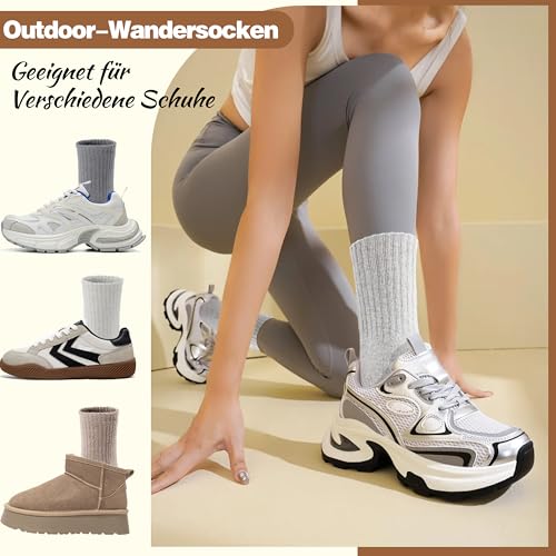 EBMORE Damen Merino Wollsocken, 5 Paar, Blaue Mischung – Bild 6