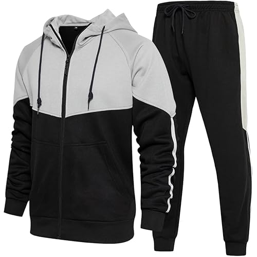 DUOFIER Men's Tracksuit Jogging Sweat Suits 2 Piece Casual Outfit Athletic Suit Set
