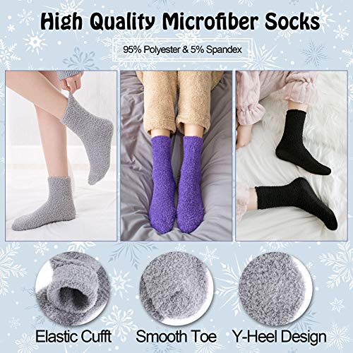 Image of LANLEO 5 /6 Pairs Womens Super Soft Fuzzy Plush Warm Winter Home Sleeping Slipper Socks