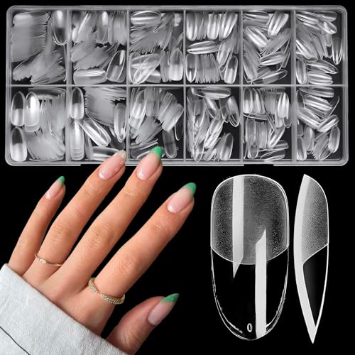 LuckyAttic 600pc Medium Oval Nail Tips Clear Press on Nails Medium Fake Nails Full Cover False Artificial Fingernail Oval Soft Gel Tips for Acrylic Nail Extension