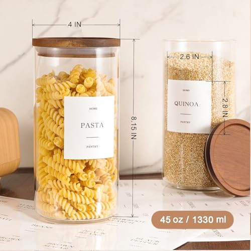3 Pack Glass Containers with Acacia Lids, 45oz Pantry Airtight Storage Jars - Image 3