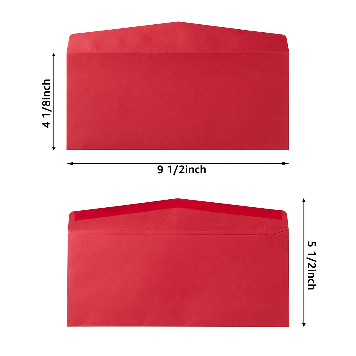Paquete de 100 sobres de Navidad de color rojo y verde autoadhesivos para tarjetas de felicitación, tarjetas de felicitación, invitaciones, notas de negocios (4 1/8 x 9 1/2 pulgadas)
