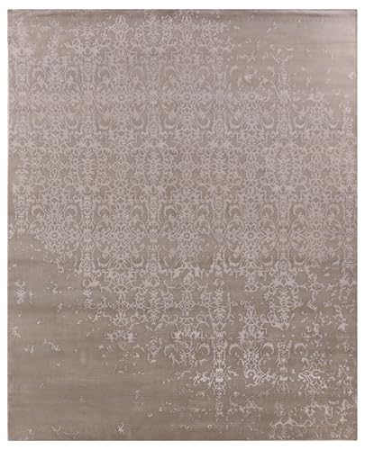 Exquisite Rugs Fine Bamboo Light Silver Bamboo Silk Hand-Knotted Area