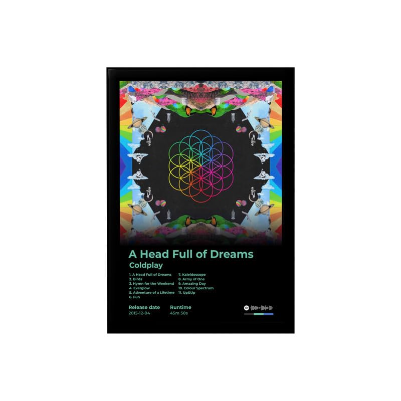 Image of BLINKART Coldplay - A Head Full Of Dreams | Popular Music Album Hanging Wall Photo Frames | Decoration Home Bedroom Living Room Aesthetics Spotify Song Link Qr Code With Your Photo Frame | 13x10 Inch