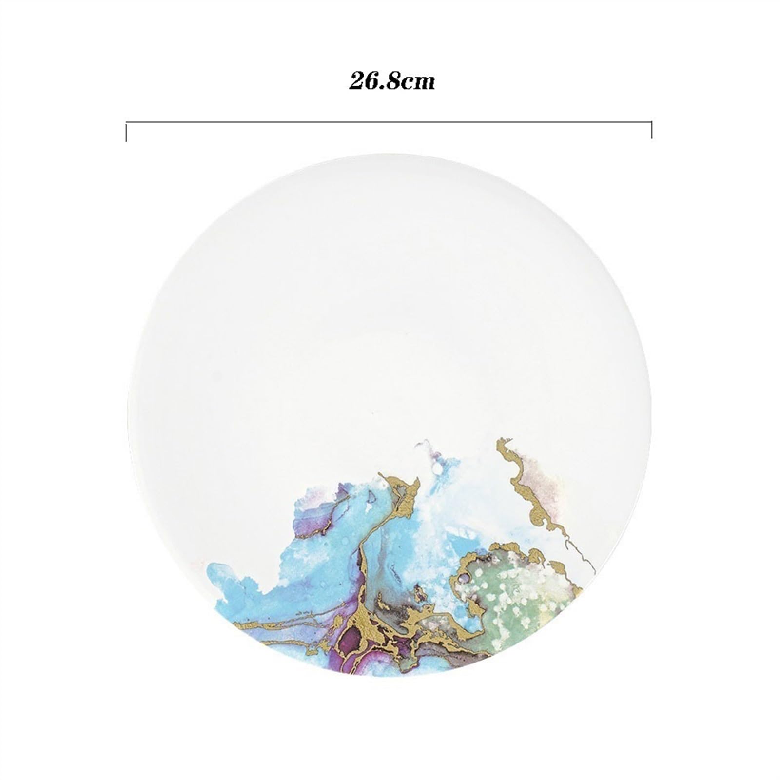 Assiettes Plates Vaisselle d'ambiance créative de 10.5 Pouces, Assiette Ronde en céramique for apéritif Gaspacho, Assiette de Service Ronde for hôtel Club-House Assiettes à Salade(A)