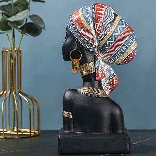African Statues For Home Decor, Sculptures Decorations For Living Room, 8.7'' African Lady Art Bust Figurines, Black Vintage Aesthetic Ornament For Shelf And Tables, Décor Accents Gifts For Women #TOP4