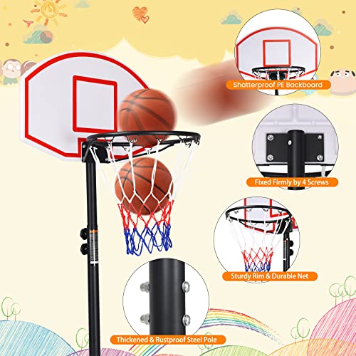 Giantex Portable Basketball Hoop With Wheels, 5.8-7 Ft Adjustable 28 Inch Backboard Basketball Goal, Height Adjustable Youth Junior Kids Basketball Hoop For Outdoor Indoor Driveway Garage #TOP2