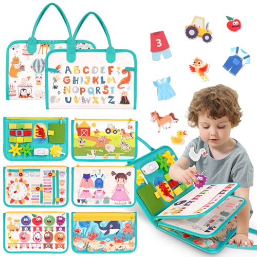 Busy Board Montessori Pour Enfants 1-3 Ans - Livre En Feutre 10 Pages, Jouet éducatif Motricité Fine, Cadeau Fille Garçon
